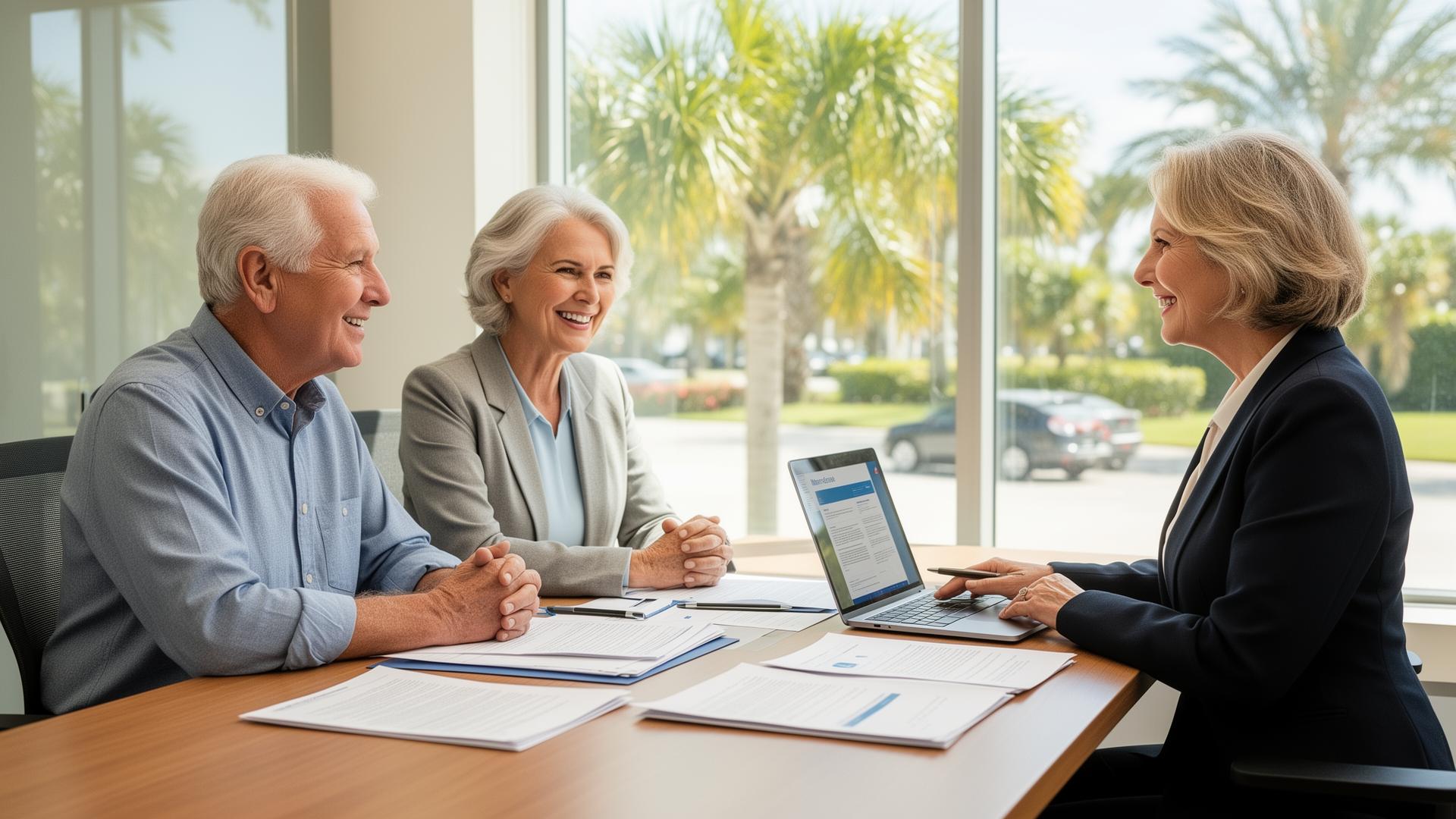 Cape Coral Medicare advisor reviewing enrollment options with a senior couple